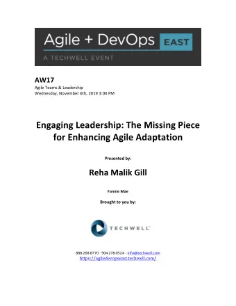 Engaging  Leadership:  The  Missing  Piece    for  Enhancing  Agile