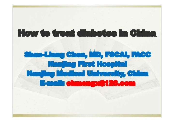 how to treat diabetes in china