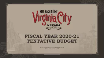 FISCAL YEAR 2020-21  TENTATIVE BUDGET  Statement  The Virginia City Tourism Commissions  mission