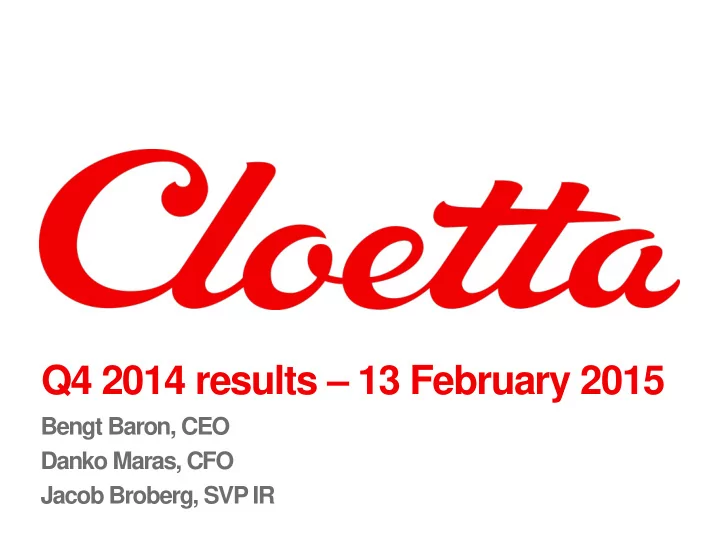 q4 2014 results 13 february 2015