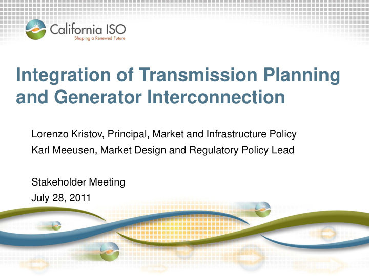 integration of transmission planning and generator