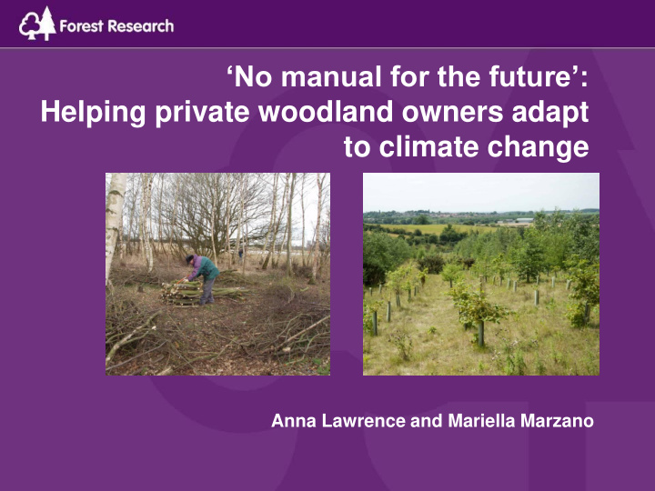 no manual for the future helping private woodland owners