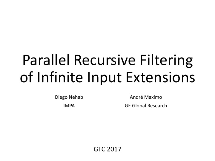 of infinite input extensions