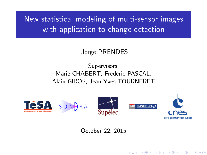 new statistical modeling of multi sensor images with