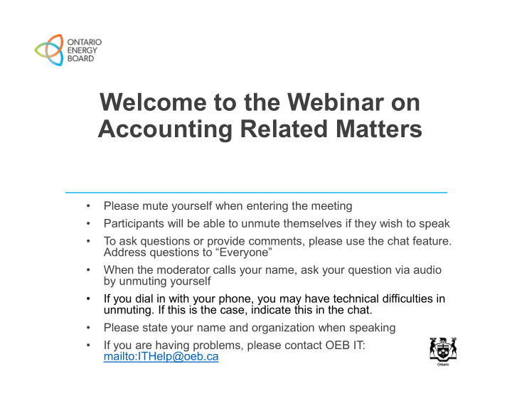 welcome to the webinar on accounting related matters