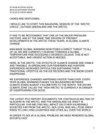 LADIES AND GENTLEMEN, I WOULD LIKE TO START THIS INAUGURAL SESSION OF THE  ARCTIC CIRCLE  ,