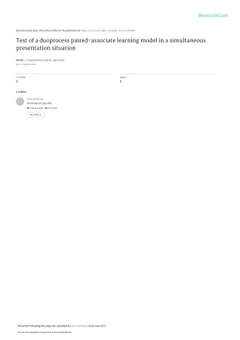 Test of a duoprocess paired-associate learning model in a simultaneous  presentation situation