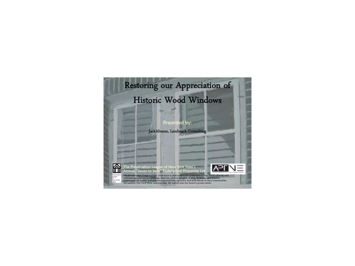 restoring our appreciation of restoring our appreciation