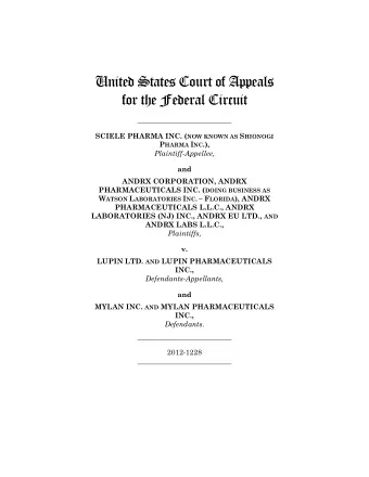 United States Court of Appeals  for the Federal Circuit  __________________________ SCIELE PHARMA