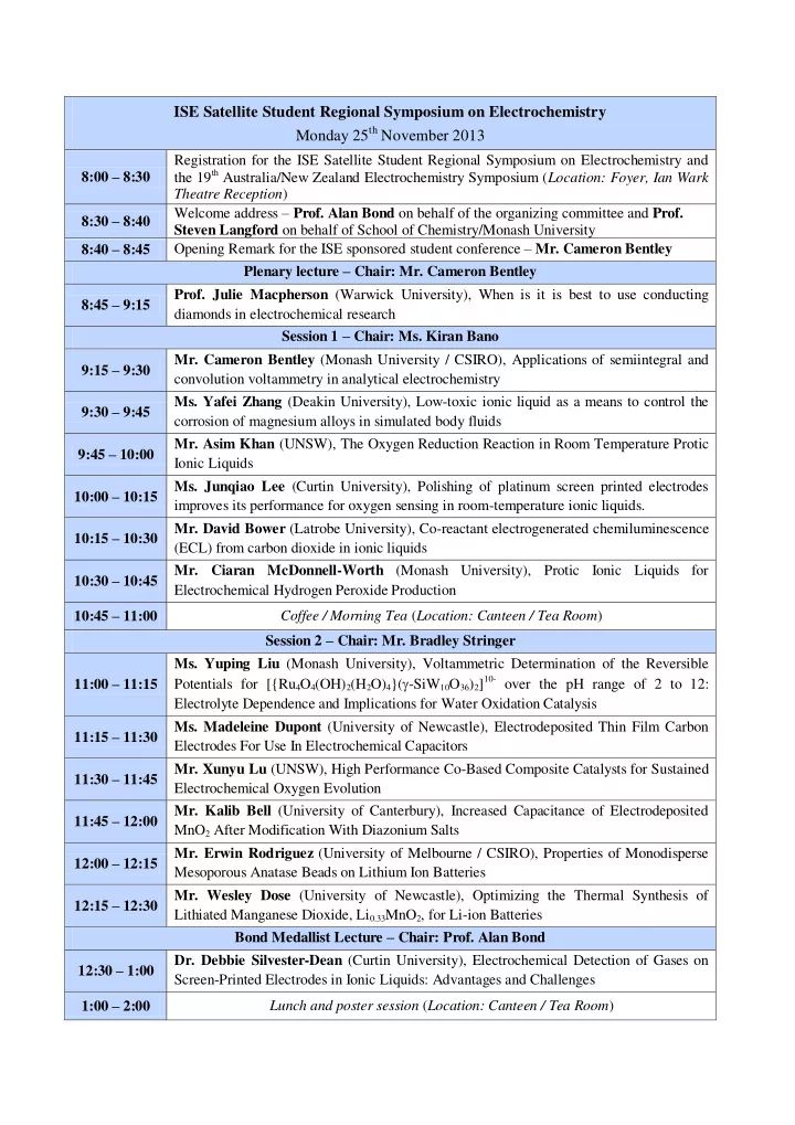 ise satellite student regional symposium on