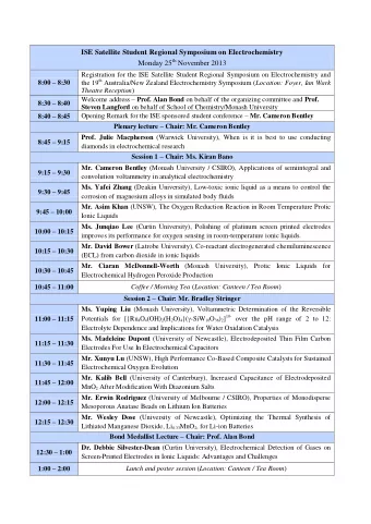 ISE Satellite Student Regional Symposium on Electrochemistry Monday 25 th November 2013