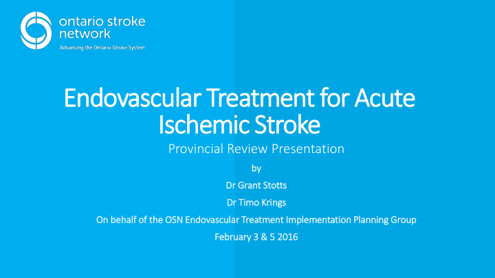 endovascular treatment for acute ischemic stroke