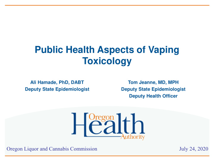 public health aspects of vaping