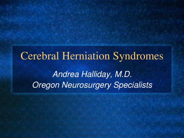 cerebral herniation syndromes