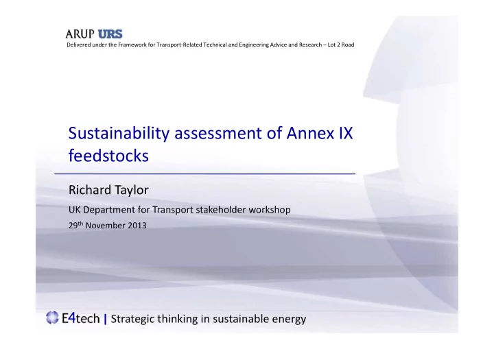 sustainability assessment of annex ix feedstocks