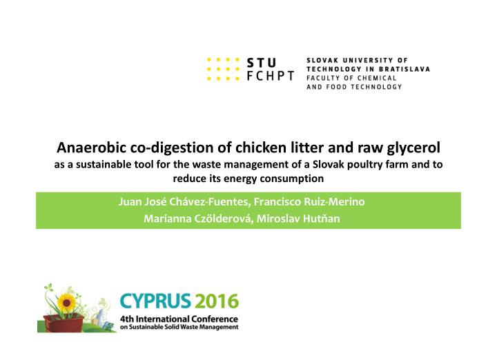 anaerobic co digestion of chicken litter and raw glycerol