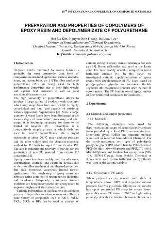 PREPARATION AND PROPERTIES OF COPOLYMERS OF  EPOXY RESIN AND DEPOLYMERIZATE OF POLYURETHANE  Han Na