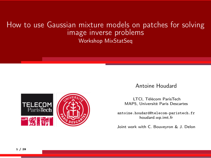 how to use gaussian mixture models on patches for solving