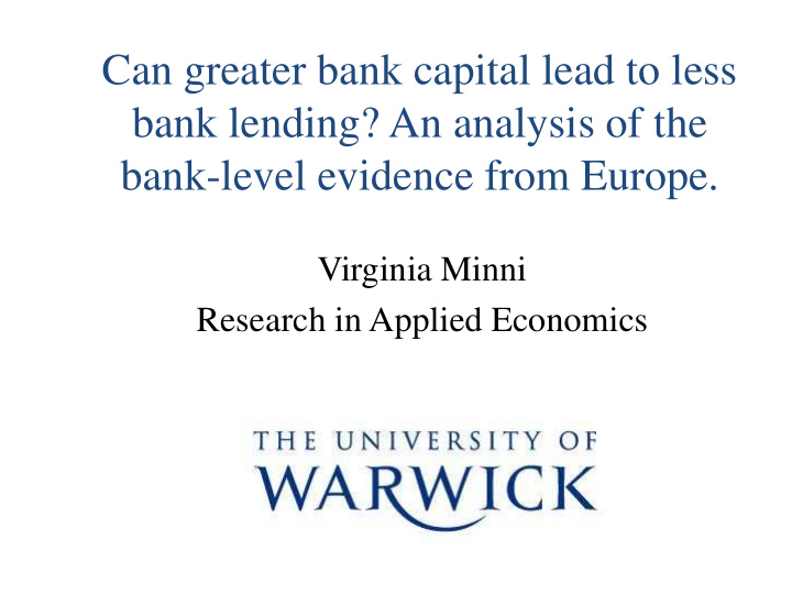 can greater bank capital lead to less bank lending an