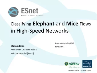in High-Speed Networks  Presented at INDIS 2017  Mariam Kiran  ESnet, LBNL  Anshuman Chabbra (NSIT)