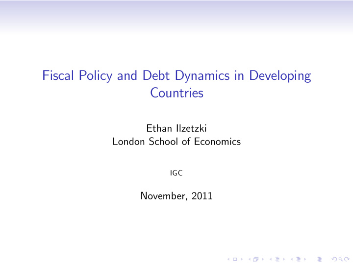 fiscal policy and debt dynamics in developing countries