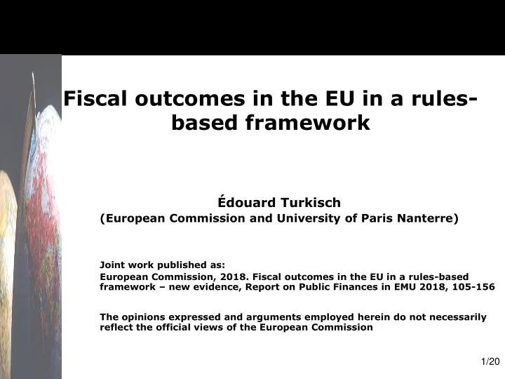 fiscal outcomes in the eu in a rules based framework