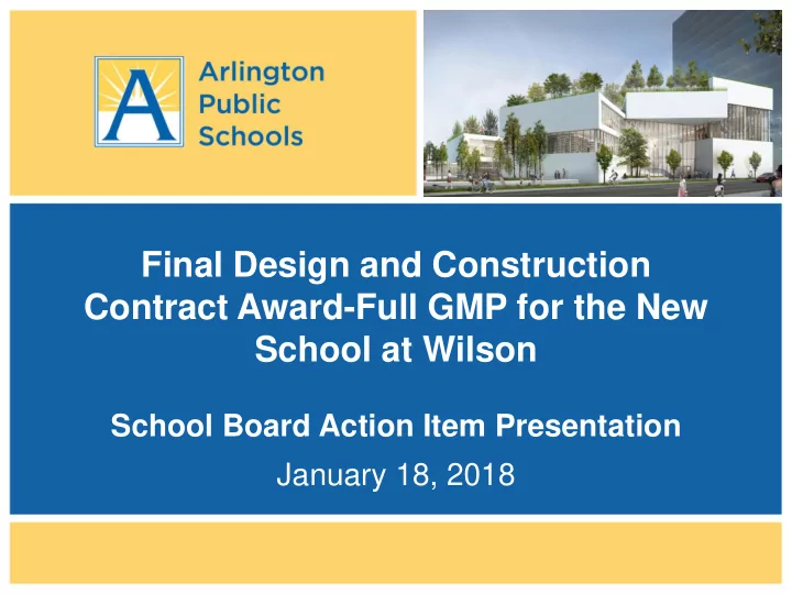 contract award full gmp for the new
