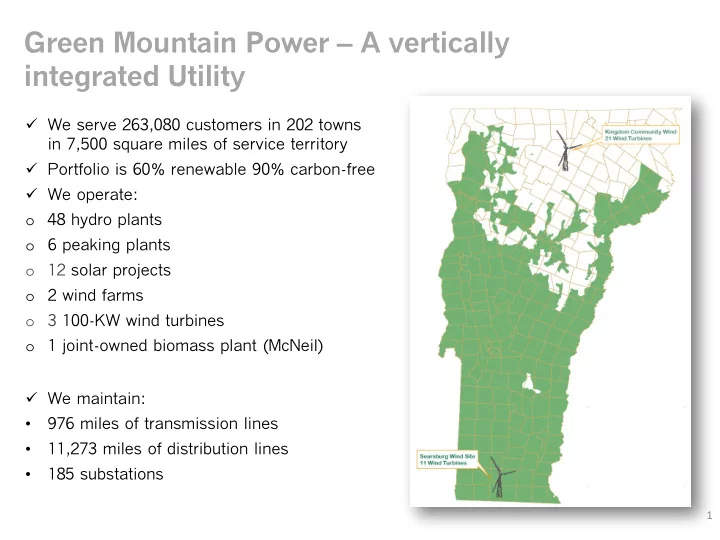green mountain power a vertically integrated utility