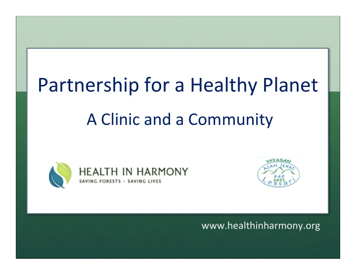 partnership for a healthy planet