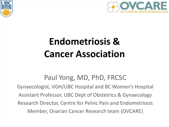 endometriosis amp cancer association