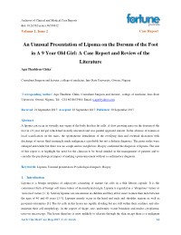 an unusual presentation of lipoma on the dorsum of the