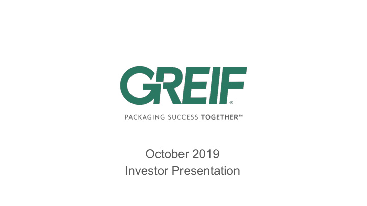 october 2019 investor presentation safe harbor