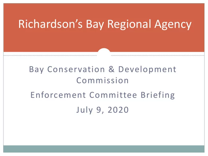 richardson s bay regional agency