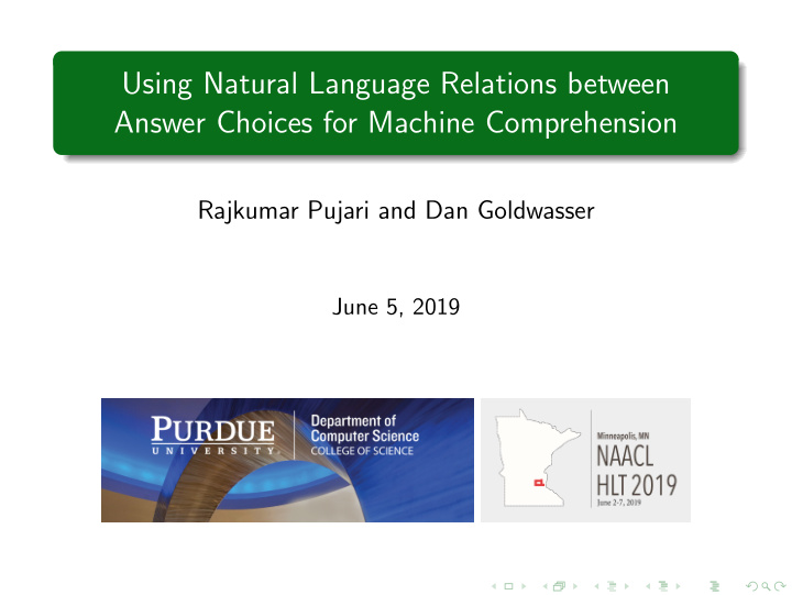 using natural language relations between answer choices