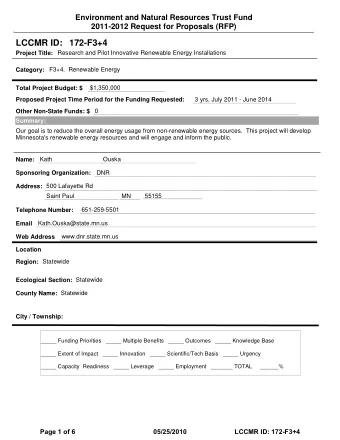 LCCMR ID: 172-F3+4  Project Title:  Research and Pilot Innovative Renewable Energy Installations