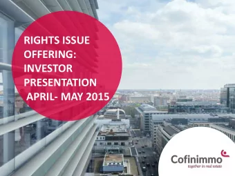 INVESTOR  PRESENTATION  APRIL- MAY 2015  TABLE OF CONTENTS - 1. Strategy  p. 3 - 2. Strong track