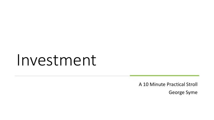 investment