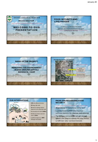 WELCOME TO OUR  A UNIQUE LEARNING OF WASH  SECTOR-ROHINGYA RESPONSE PROJECT  PRESENTATION