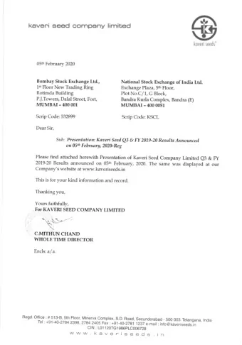 Kaveri Seed Company Limited Results Presentation  Q3 &amp; 9MFY20  2  Safe Harbour  Certain