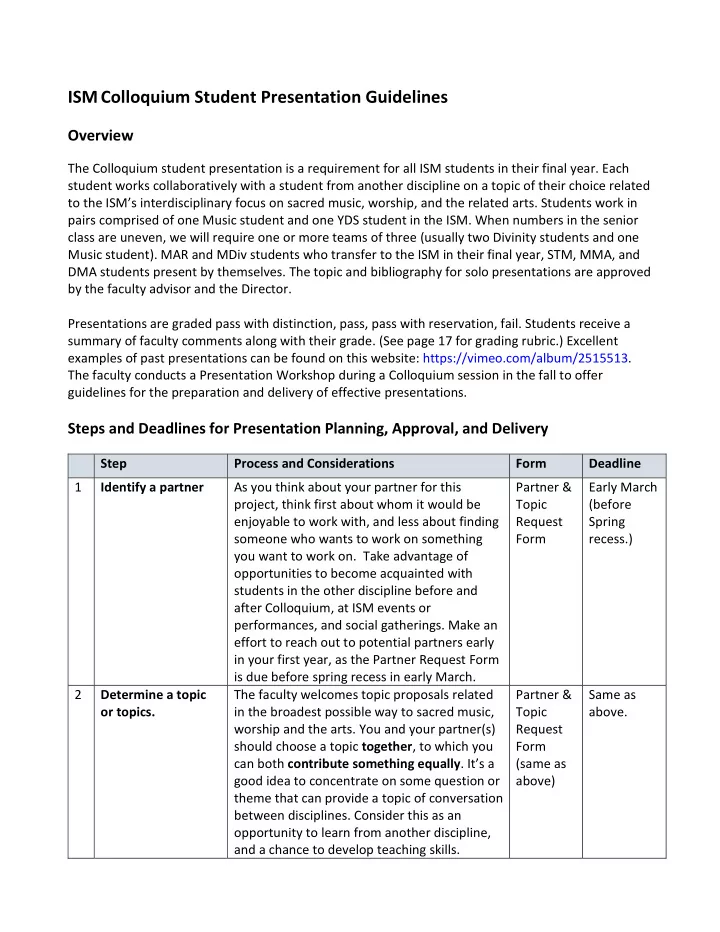 ism colloquium student presentation guidelines