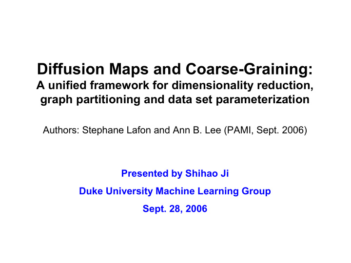 diffusion maps and coarse graining