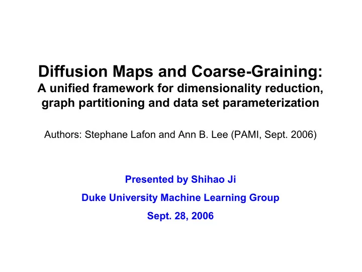 diffusion maps and coarse graining