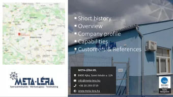 Company profile  Capabilities  Customers &amp; References  META-LRA Kft.  8400 Ajka,