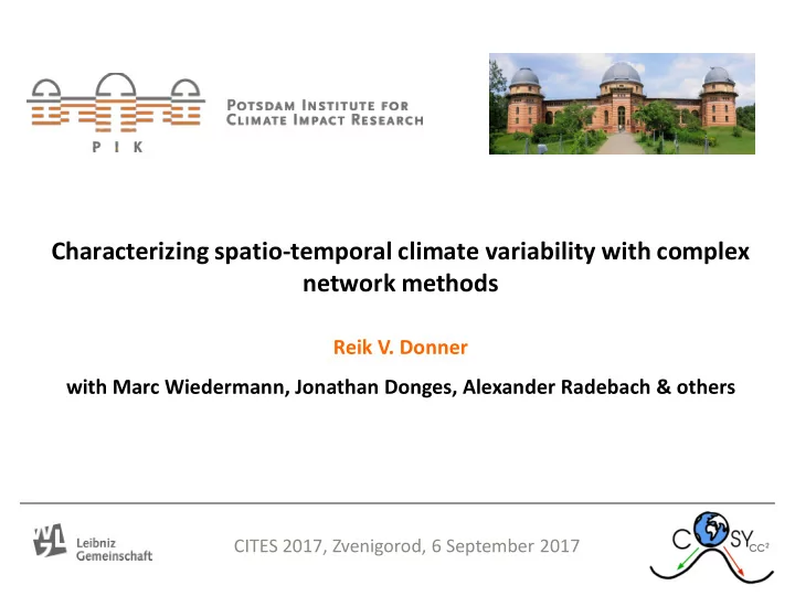 characterizing spatio temporal climate variability with