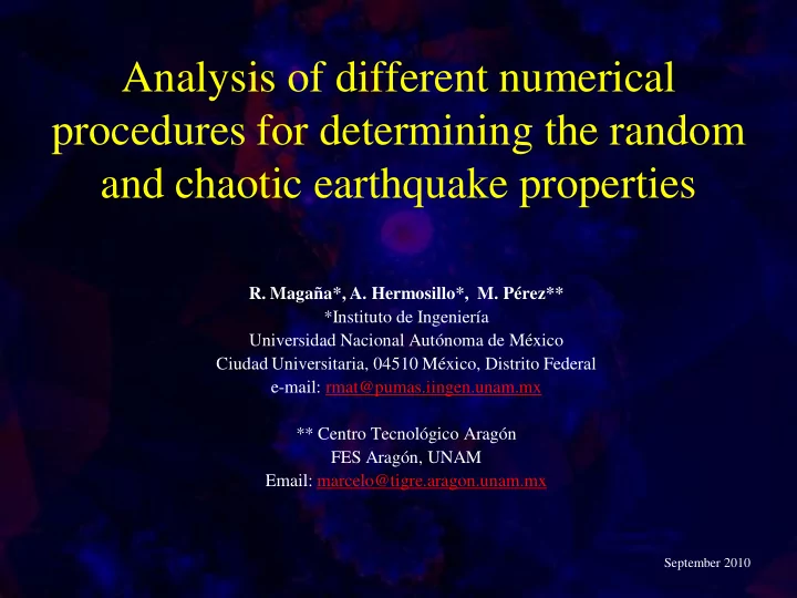 procedures for determining the random and chaotic
