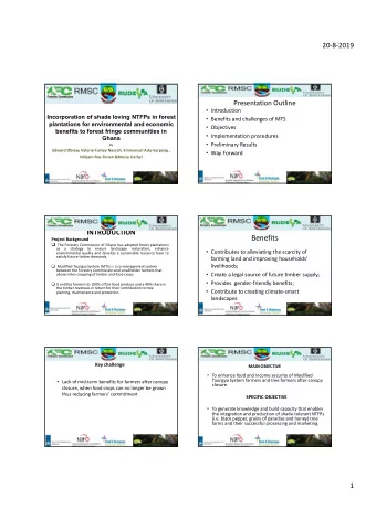 Benefits  Project Background  The Forestry Commission of Ghana has adopted forest plantations