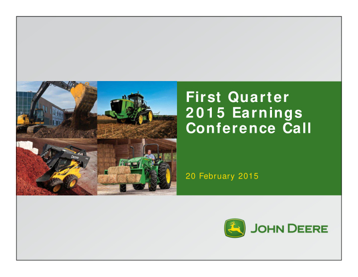 first quarter 2 0 1 5 earnings conference call