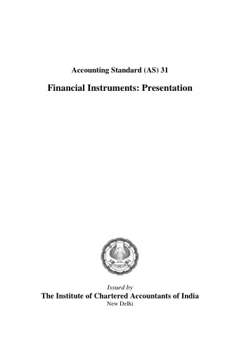 Financial Instruments: Presentation  Issued by  The Institute of Chartered Accountants of India