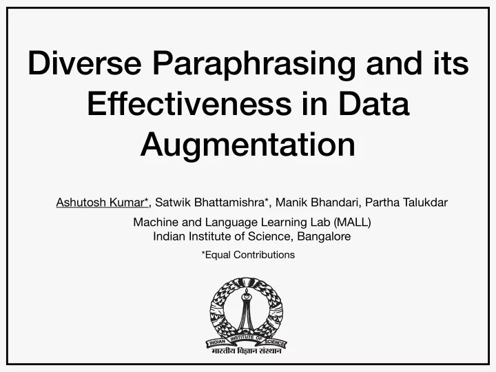 diverse paraphrasing and its effectiveness in data