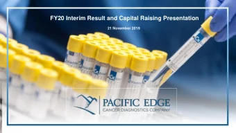 FY20 Interim Result and Capital Raising Presentation  21 November 2019  Disclaimer  Important